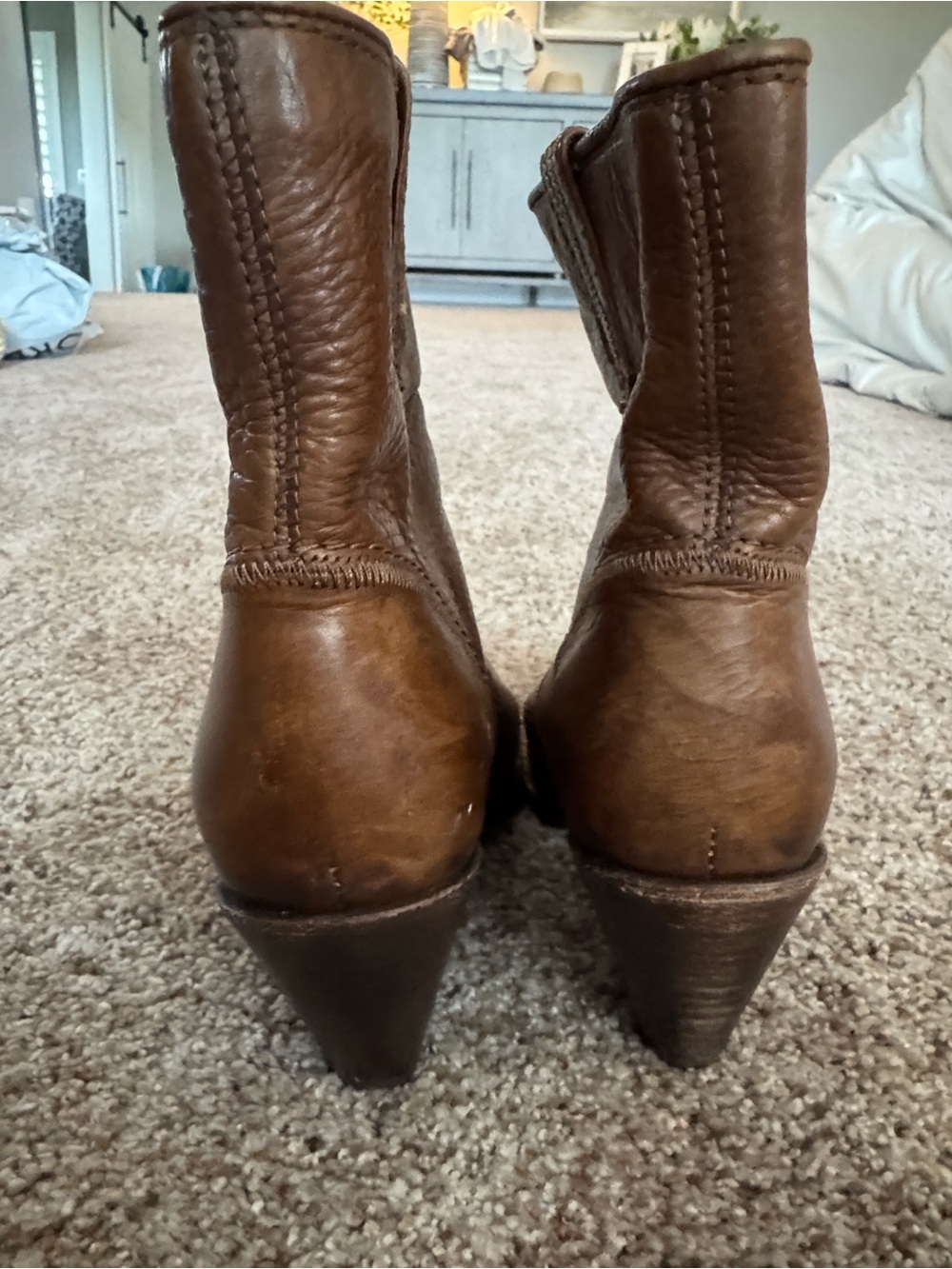 Frye Women’s Brown Leather Western Ankle Booties - Picture 4 of 7